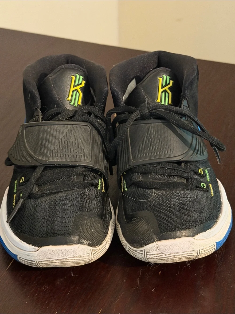 Nike Kids Kyrie Black High-Top Sneakers with Holographic Swoosh and Neon Heel